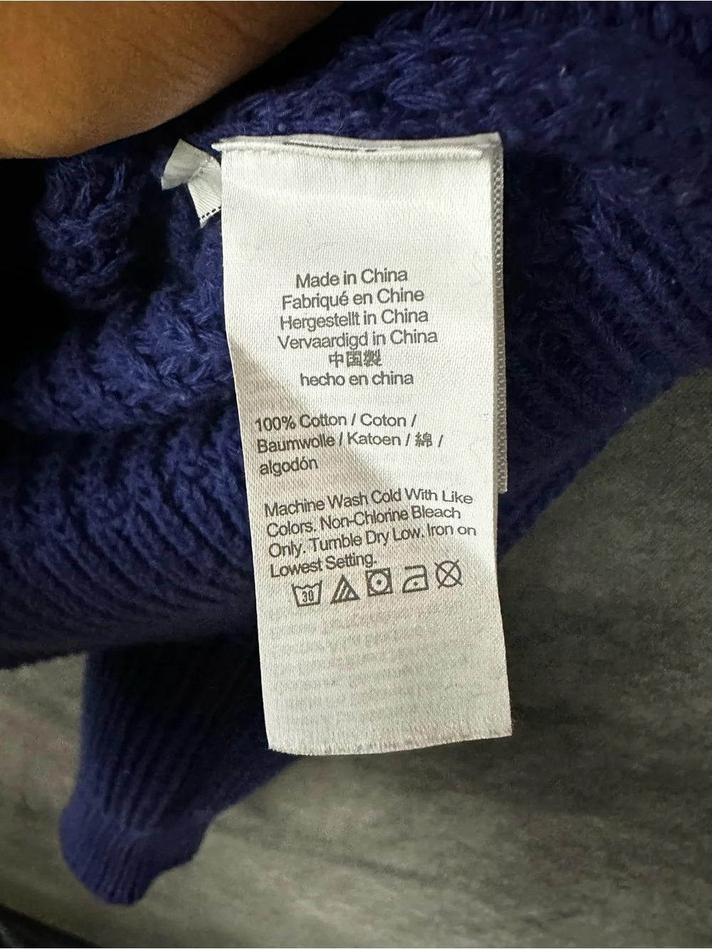 J.Crew Heritage Cotton Shaker-Stitch Fisherman Crewneck Sweater M Vivid Navy